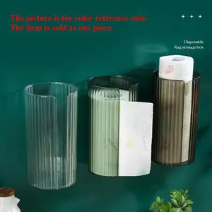 1pc Wall Mounted Storage Case, Plastic Garbage Trash Box Container Dispenser, Bathroom Accessories, Bath Storage And Organizer