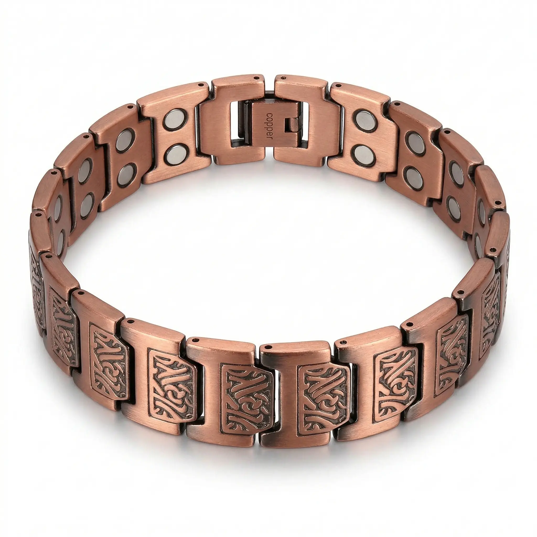 Pure Copper Magnetic Bracelet for Men, Adjustable Link Chain Bracelet with Tool, Minimalist Classic Copper Jewelry Gift