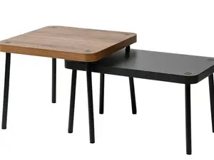 Ikea SONHULT Nesting Tables, Set of 2, Gray/Walnut Effect Modern Coffee & Side Tables – Space-Saving Stackable Accent Tables for Living Room, Bedroom & Home Décor