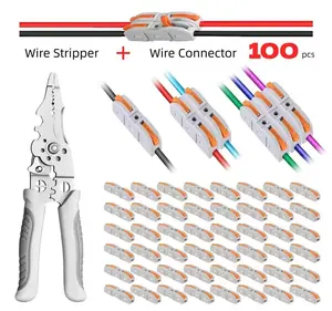 Quick Wire Connection Assortment Kit with Wire Stripper & 50pcs Lever Connectors for 28-12 AWG Wires Safe Reliable for Home Office Factory flat plug power strip smart outlet