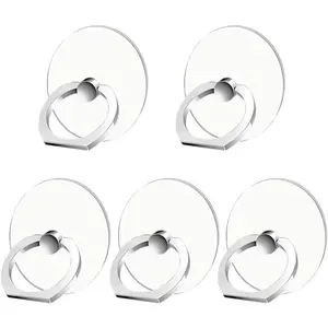 Cell Phone Ring Holder Stand 5 Pack , Transparent Phone Ring Holder Grip Finger Kickstand, 360? Rotation Phone Ring for Phone Cases