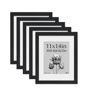 11x14 Picture Frame with Polished Plexiglass - Set of 2 or 5 - Use as 8x10 Frame with Mat or Display 11x14 Photo Without Mat - Galleria Collection - Picture Frames for Wall Display - Multiple Colors