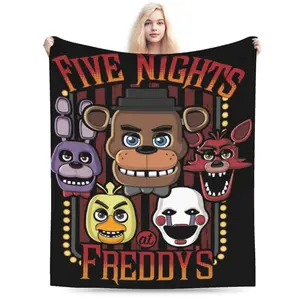 Pizzeria Multi-Character FNAF At Freddys Blanket Quality Super Warm  Throw Blanket Spring Couch Chair Bed Street Trend Bedspread A multi-functional and beautiful blanket suitable for decoration, use and as a gift. Add some fun to your home