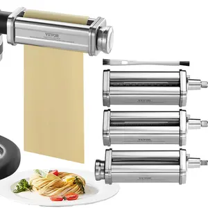 【Summervibes】VEVOR Pasta Attachment for KitchenAid Stand Mixer,  , Stainless Steel Pasta Roller Cutter Set Including Pasta Sheet Roller, Spaghetti and Fettuccine Cutter, 8 Adjustable Thickness Knob Pasta Maker, 3Pcs