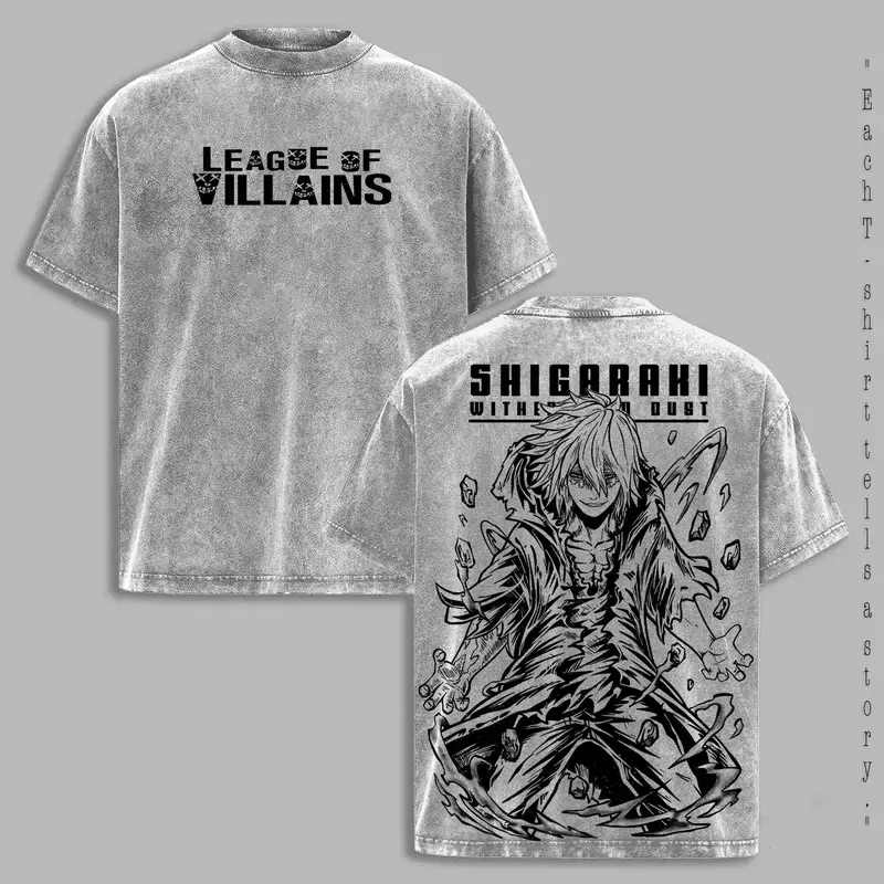 Shigaraki Tomura Graphic Tee, Vintage Washed Oversized Shirt, Manga Villain My Hero Academia Cotton T-Shirt