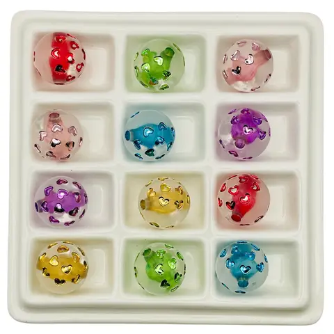 Rainbow Glow Beads UV Candy Disco Shine Blossoms Pastels & Heart Beads for DIY Jewelry 16mm Acrylic 20 Pieces Pack