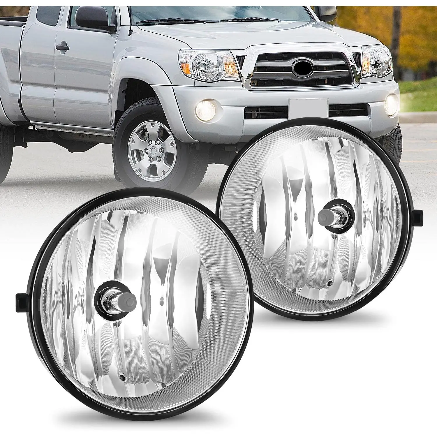 Toyota Fog Light Assembly for Tacoma 2005-2011, Tundra 2007-2013, Sequoia 2008-2017, Solara 2004-2006 with H10 42W Bulbs, Impact-Resistant Lens, Superior Visibility, Plug & Play Installation, Automotive, Vehicle