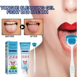 EELHOE Tongue Coating Cleaning Gel, Oral Care Gel with Brush for Bad Breath Removal and Breath Refreshing