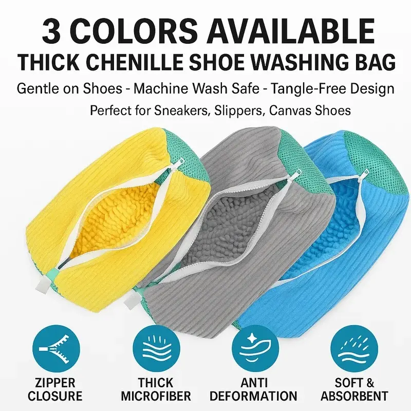 1/2 pack of shoe washing bags for washing machines, zippered laundry bags for sneakers and slippers, soft mesh shoe cleaning and storage bags