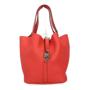Pre-owned HERMÈS Taurillon Clemence Top Handle Bag Picotin Lock 22 Rouge 59163738