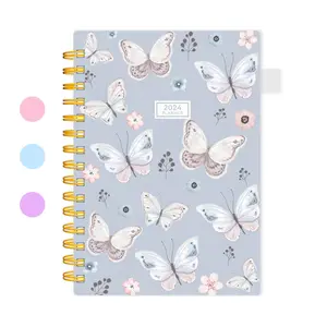 2024 Planner Weekly and Monthly Spiral Bound for Women, Jan.2024 - Dec.2024, Yearly Agenda 2024 Daily Planner Calendar Book with Monthly Tabs, Pockets, Pen Loop