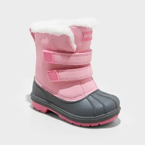 Cat & Jack Toddler Faux Fur Hook-And-Loop Ankle Winter Boots Waterproof