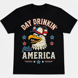 Day Drinkin' for America Shirt, Patriotic Eagle Te