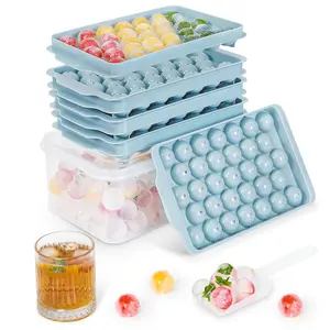3-Pack Round Ice Cube Trays with Lid & Bin - 99-Piece Circle Ice Maker for Freezer & Chilling Drinks