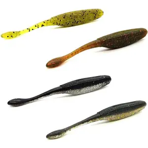 【CWJ]8pcs Soft Swimbait Lure, Straight Tail Shad Stick Worm with Salted Jig for Bass and Pike Fishing, Artificial Tackle Bait.