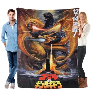 Godzilla Vs Kong Blanket Ultra Soft Flannel Lightweight Cozy Warm Bedroom Couch Sofa Office Travel Camping Throw Decor Birthday Gift Christmas Gift for Sci Fi Fans Men Women Kids Kaiju Monster Battle Style