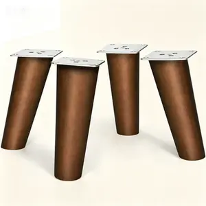 6 Inch Angled Furniture Legs, Heavy Duty Slanted Sofa Replacement Legs, Sloped Couch Legs for Dresser Cabinet Futon Bench, Rustic Wood Furniture Support, Reusable Hardware Included