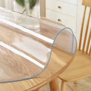 42 Inch Round Clear Table Cover Protector Thick Plastic Vinyl PVC Tablecloth Easy Clean Waterproof Heat Resistant Mat for Round Coffee Dining Kitchen Room Table