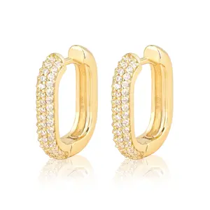 MEIITRUE 14K Gold Plated Zirconia Hoop Earrings for Women, Mini Band Comfortable Hypoallergenic Earrings, Trendy All-match Luxury Jewelry for Girls