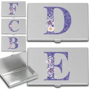Flower Pattern Business Card Holder, 1 Count Metal Business Name Card Case, Office Desk Accessories, Dustproof Identity Debit Card Organizer, Aluminum Storage Box