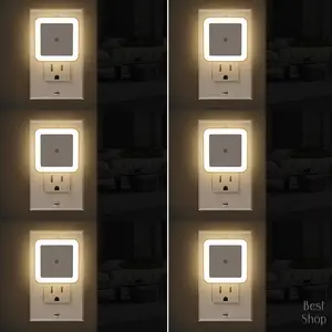 LED Night Lights Plug into Wall 6-Pack, Plug in Night Light, Dusk to Dawn Nightlight Led Night Lights for Bedroom, Bathroom, Hallway Warm White