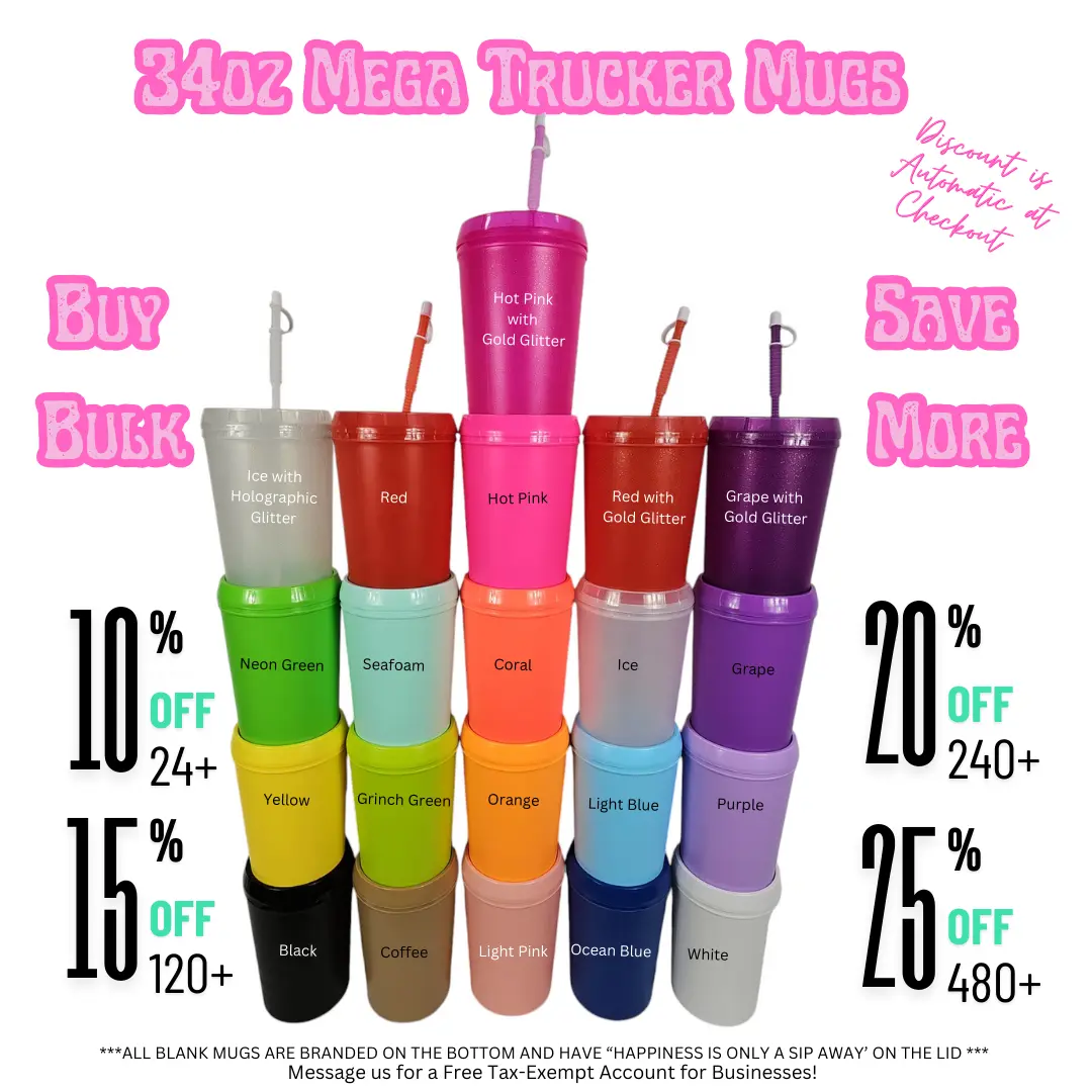 Mega Trucker Mug 34oz  Blanks by Pretty Preppy®️
