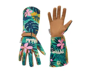 Style Selections Small/Medium Green Leather/Polyester Gardening Gloves - 1 Pair