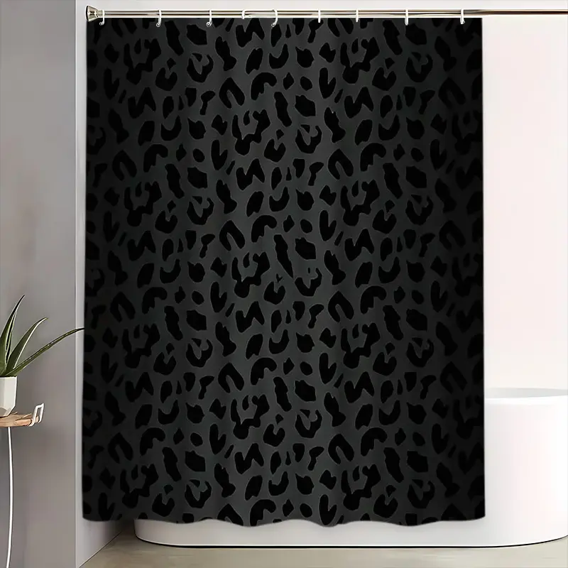 Leopard Pattern Bathroom Set, Modern Geometric Design, Aesthetic Bathroom Decor, Includes Shower Curtains, Bath Mats, Toilet Mat, Perfect Gift for Home Decor, Shower Curtain Sets