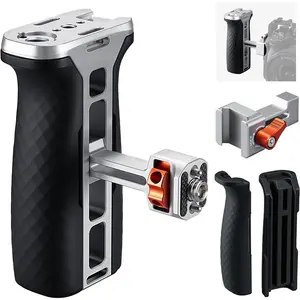 K&F CONCEPT Side Handle with (3/8"-16 & NATO) Dual-Mount, Camera Cage Handle with Interchangeable Silicone Parts, Ergonomic Handgrip with Up/Down & Left/Right Hand Adjustable