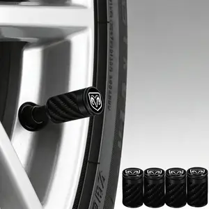 4pcs Suitable for dodge car tire valve caps, carbon fiber modification, universal anti-theft valve core, leak-proof and air release cover