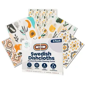 DECEE Swedish Discloths For Kitchen | 5 pack R eusable Paper Towels | Mosaic