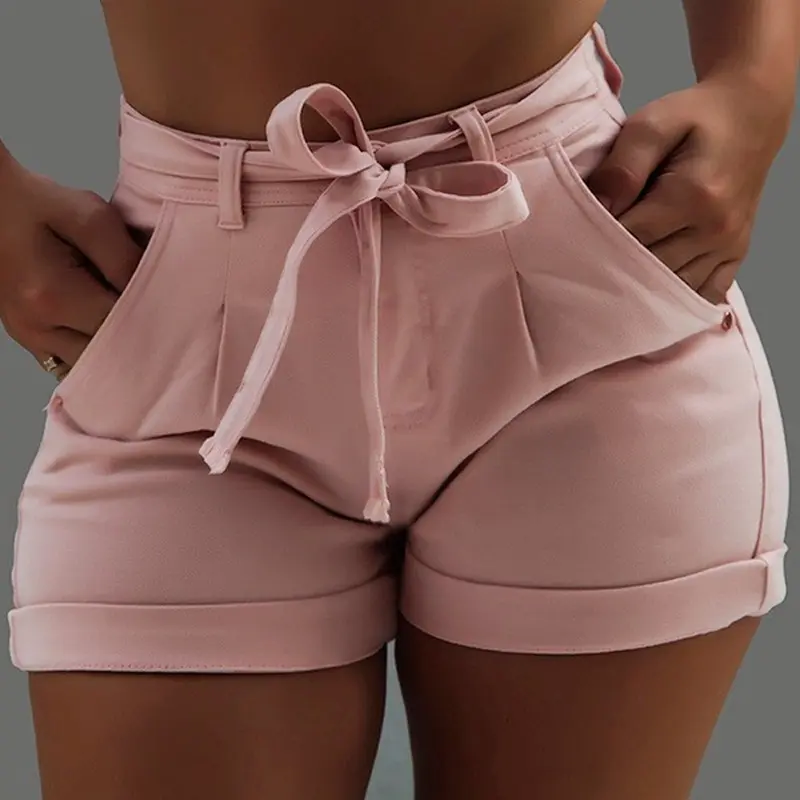 NewWomen's casual elastic denim shorts, high-waisted with folded hem, tight-fitting stretch high-waisted buttock-lifting shorts for women, plus size available