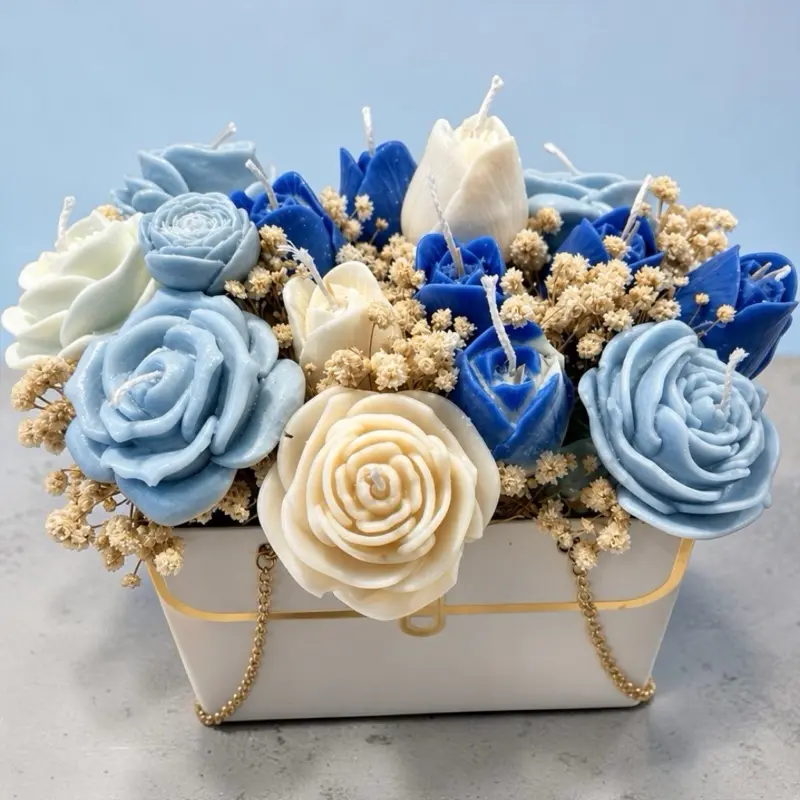 Floral Glow Flower Candle Bouquet, Home Decor Accessory
