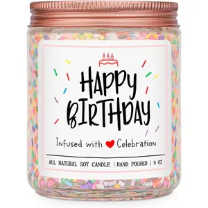 Happy Birthday Gifts for Women , Vanilla Cream Scent with Sprinkles Candy Birthday Candles for Her,   Candle Decor