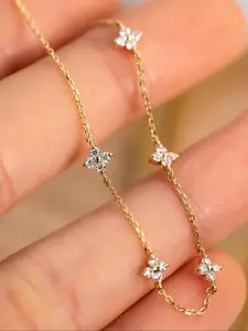 Four-leaf Clover Design Bangle, Elegant Rhinestone Decorated Bangle for Women & Girls, Fashion Jewelry for Party, Daily Decor, Trendy All-match & Exquisite Jewelry for Birthday Gift, Flower Design Bracelet