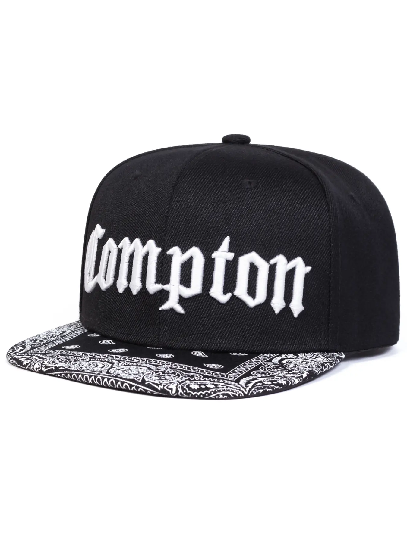 2025 Personalized Fashion New Flat brimmed Hat Compton Embroidery Cashew Flower Eaves Men's Street Pop Hip Hop Hat Street Dance Decorative Hat Outdoor Fishing Sunshade Hat Women's Cycling Sports Skateboarding Hat Daily Leisure Commuting Baseball Hat