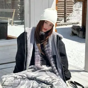 Korean Fashion Casual Warm Parkes Woman Loose Faux Fur Hooded Coat Hot Girls Elegant Sweet Outwear Jacket Chic