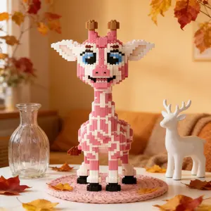 Giraffe 3D Puzzle Building Block Ornament, Home Office Bookshelf Decor, Party Decoration, Ideal Gift for Thanksgiving Christmas Halloween Easter