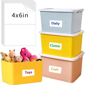 Labels for Storage Bins, 6 X 4 Inch Removable, Tear Resistant, No Residue, Matte White Blank Labels for School, Home, Business