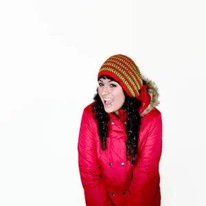 Red and Green Striped Beanie Handmade 100% Acrylic Hand Crocheted Slouchy Fit Large/X-Large Size 13" Top to Bottom 25" Around Machine Washable Year-Round Wear