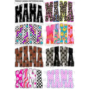Trendy Mama Patterned Mini DTF Transfer Gang Sheet 24.5" x 36" Direct To Film for DIY Enthusiasts Vibrant Custom Options Cozy Handmade Aesthetic