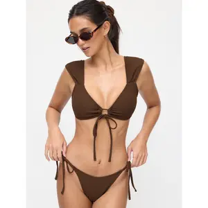 Cider Sweetheart Bracelet Top & Low Rise Bikini Bottom With Scrunchie Three-piece Bikini Set