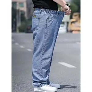 GenyuanOriginalSelectionSpringandAutumnPlusSizeMen'sSolidColorJeans,Men'sLooseFitSlightlyStretchyJeans