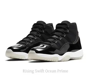 Black Patent Leather and Fabric High-Top Sneakers with Off-White Translucent Sole