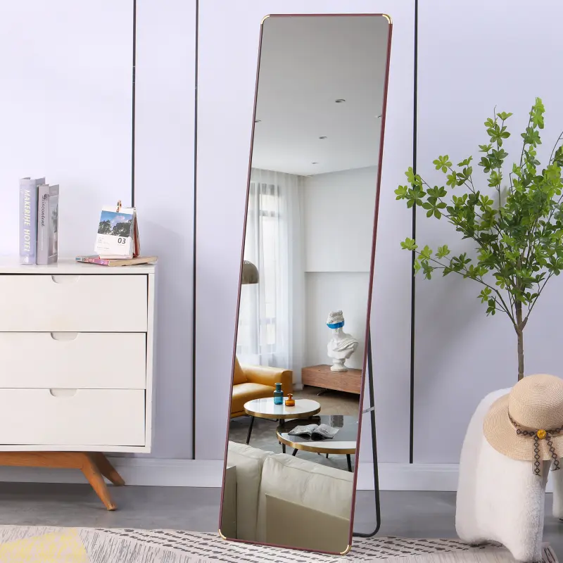 High End Modern Full Body Mirror 4th Generation Floor Standing 60x16.5 Inch Wall Mounted Makeup Mirror for Bathroom & Bedroom Decor Light drawer dresser