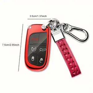 car supplies for DODGE Key Fob Cover with Keychain, Soft TPU Protection Key Case Protector for For JEEP, for Grand, for CHRYSLER 200 300, for Challenger, for Durango, for Journey, for Dart for FIAT 3/4/5 Buttons Smart Key