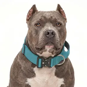 Heavy Duty Tactical Dog Collar with Control Handle - Adjustable No Pull K9 Training Gear, Quick Release Metal Buckle, Soft Padded for Large Dogs Pitbull Bully German Shepherd (Tactical Blue)