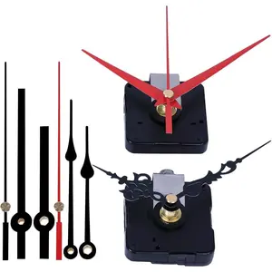 2 Pack Silent Sweep Quartz Clock Movement Mechanism with 4 Hands, DIY Repair Replacement for Custom Clocks (Shaft Length 5/8 in)