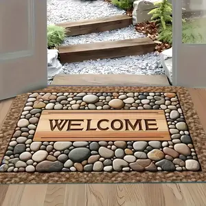 Welcome Doormat Pebble Patterned Absorbent and Non Slip This entrance mat offers a secure non slip grip and a comfortable feel underfoot it is fully washable and machine washable