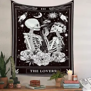 Ship within 24 hours Naykow Skull Tapestry 30x40 Inch Vertical Black White Skeleton Gothic Grunge Dark Witchy Wall Hanging Alt Room Aesthetic Decor For Bedroom Gift For Goth Alt Style Fans
